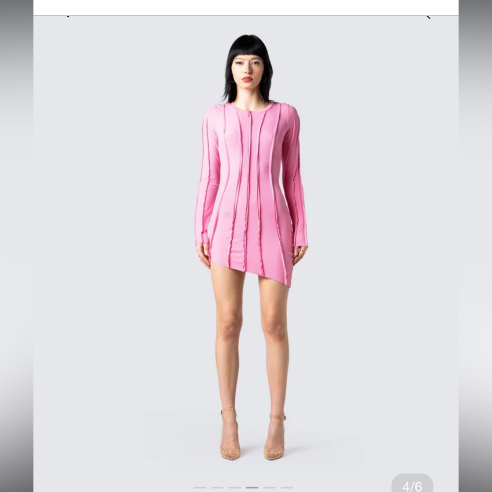 Finesse: Abbie Pink Ribbed Mini Dress. Size M. Like New